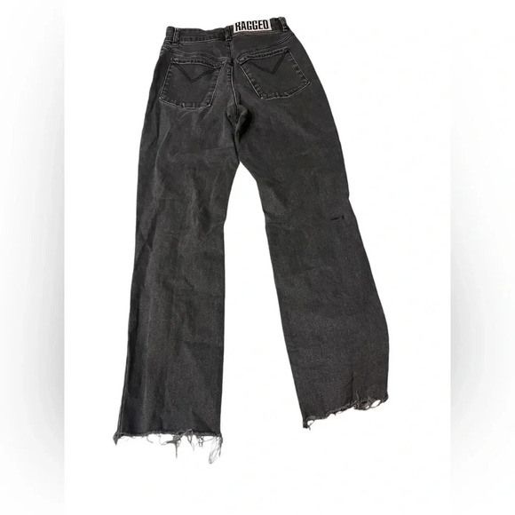 The Ragged Priest Jeans Faded Black High Rise Crop Straight Metal Rings Size 26 - Picture 4 of 9